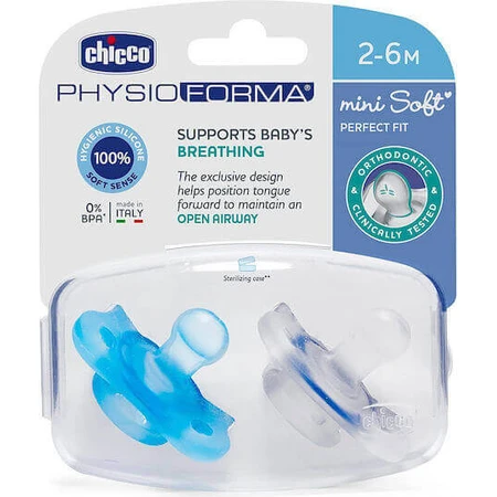 Chicco Пустышка силиконовая Physio Forma Mini Soft для 2-6 месяцев 2шт: цены и характеристики