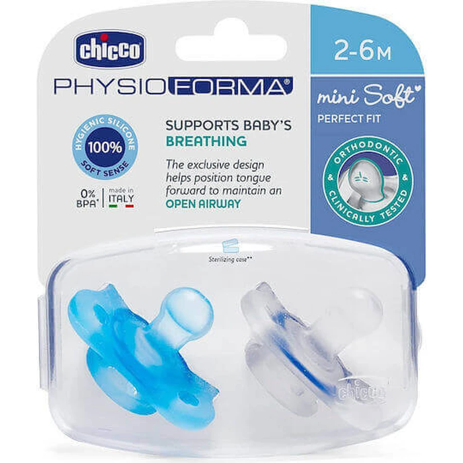 Chicco Пустышка силиконовая Physio Forma Mini Soft для 2-6 месяцев 2шт: цены и характеристики