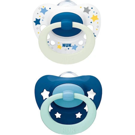 Nuk Signature Силиконовые пустышки Пустышка с крышкой голубая для 0-6 месяцев 2шт: цены и характеристики