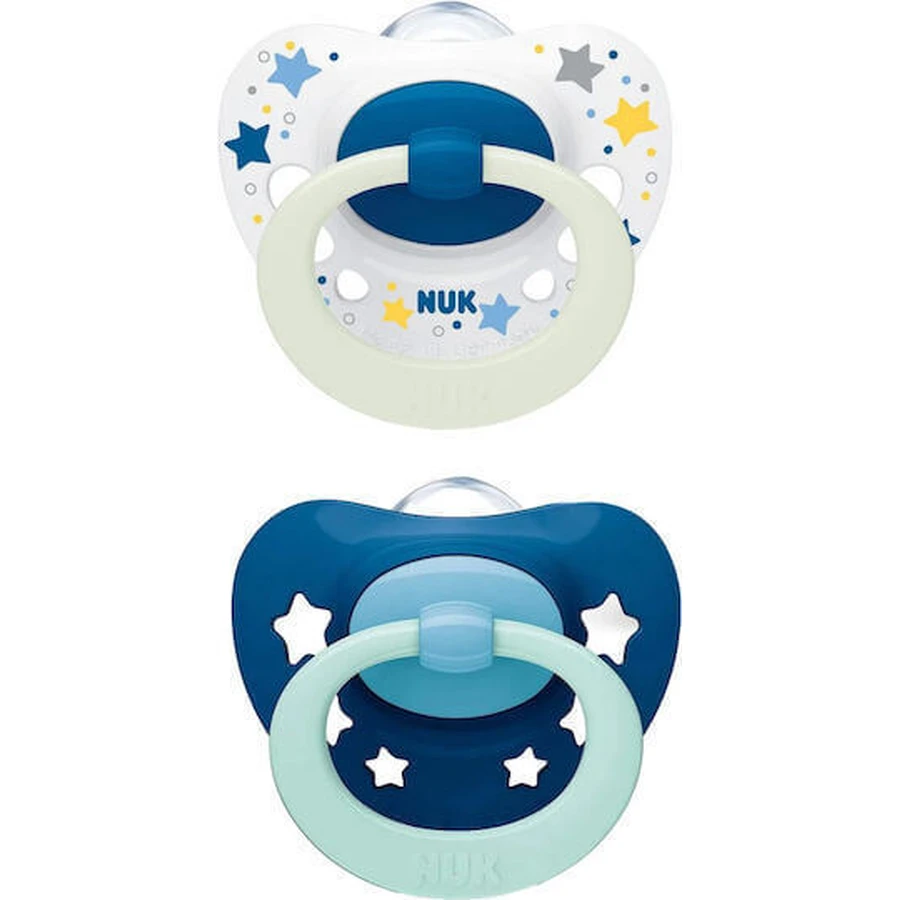 Nuk Signature Силиконовые пустышки Пустышка с крышкой голубая для 0-6 месяцев 2шт: цены и характеристики