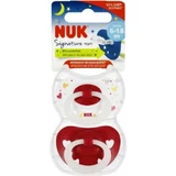 Nuk Signature Силіконова ортодонтична пустушка з червоною/білою кришкою для 6-18 місяців 2шт