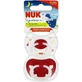 Пустышка Nuk Signature силиконовая ортодонтическая с красным/белым чехлом для 6-18 месяцев 2шт
