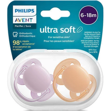 Пустышка Philips Ultra Soft Silicone Purple-Orange для 6-18 месяцев 2шт: цены и характеристики