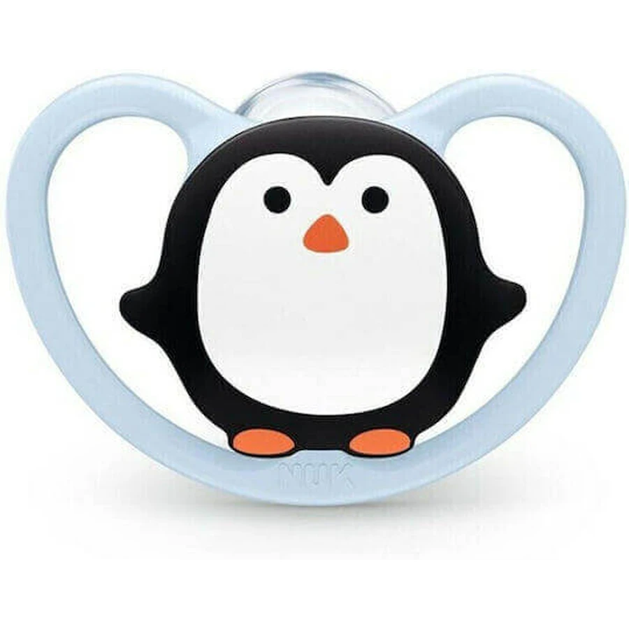 Nuk Space Силіконова ортодонтична пустушка з чохлом Penguin 0-6 місяців: ціни та характеристики