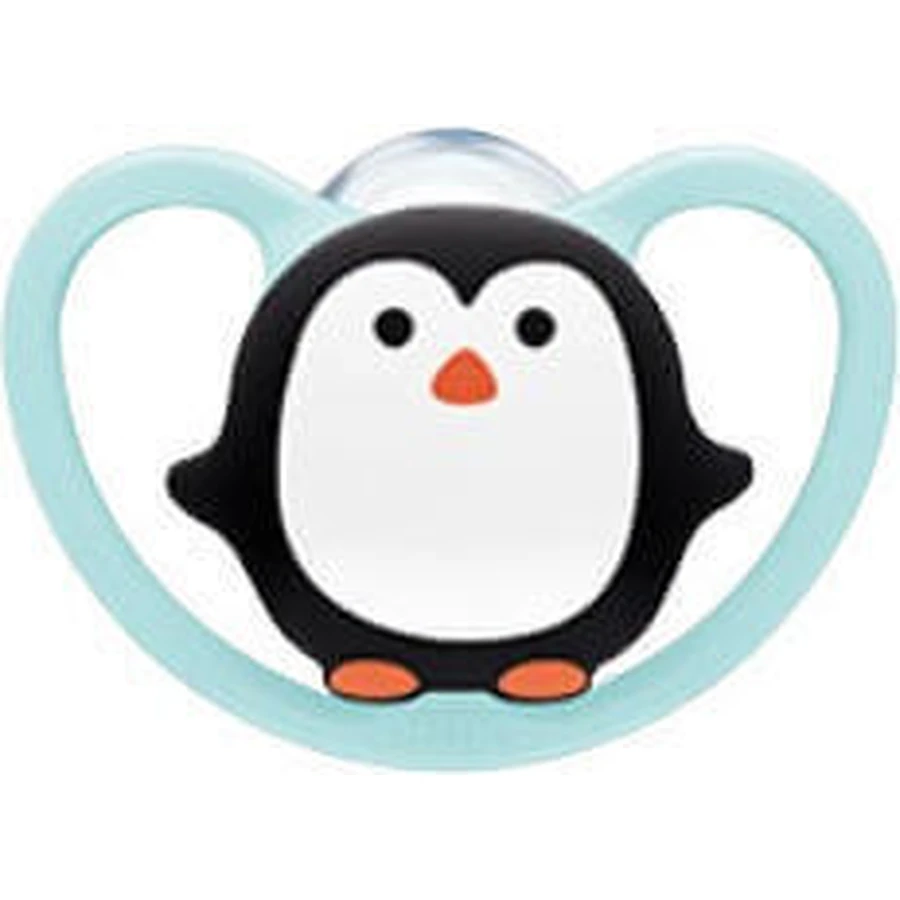 Nuk Space Силіконова ортодонтична пустушка з чохлом Penguin 0-6 місяців: ціни та характеристики
