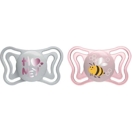 Chicco Chicco Легкая силиконовая пустышка Honey Bee - Grey-Rose для 2-6 месяцев 2шт 2шт: цены и характеристики