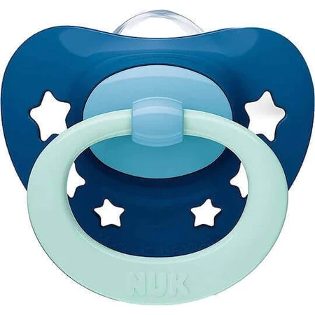 Пустышка Nuk Signature силиконовая ортодонтическая с крышкой-звездочкой - СИНИЙ ЗАКРЫТЫЙ для 6-18 месяцев: цены и характеристики