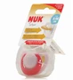 Пустышка Nuk Star резиновая с крышкой розовая/красная для 6-18 месяцев