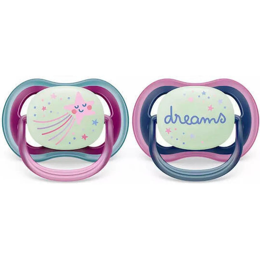 Повітряні силіконові пустушки Philips Star Pacifier - рожева/фіолетова для 6-18 місяців 2 шт.: ціни та характеристики