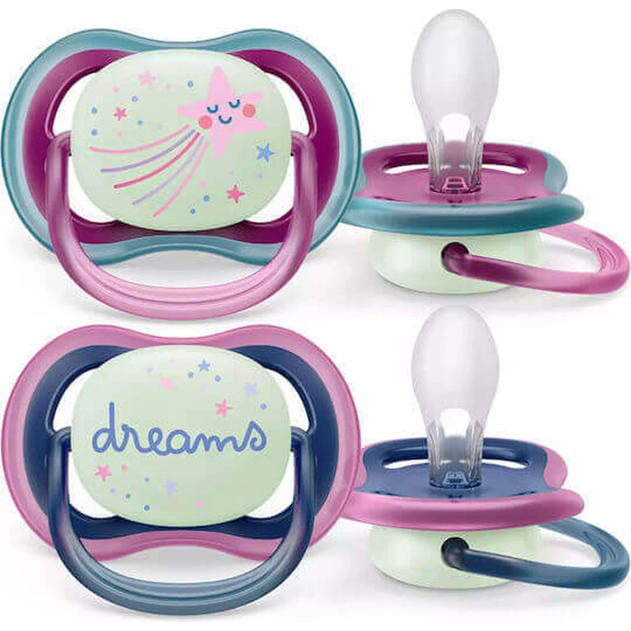Повітряні силіконові пустушки Philips Star Pacifier - рожева/фіолетова для 6-18 місяців 2 шт.: ціни та характеристики