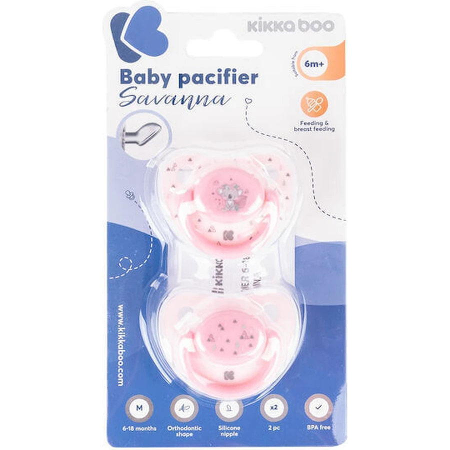 Ортодонтичні брекети Kikka Boo Savanna Silicone Koala - рожеві на 6-18 місяців 2 шт.: ціни та характеристики