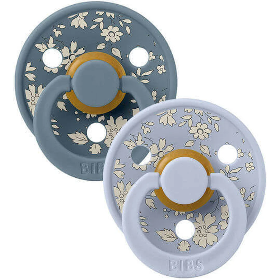 Соска-пустушка Bibs X Liberty Color Rubber Pac Pacs Пильно-синій мікс для 6+ місяців 2 шт.: ціни та характеристики