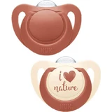 Nuk For Nature Пустышка силиконовая бежево-красная для 6-18 месяцев 2шт