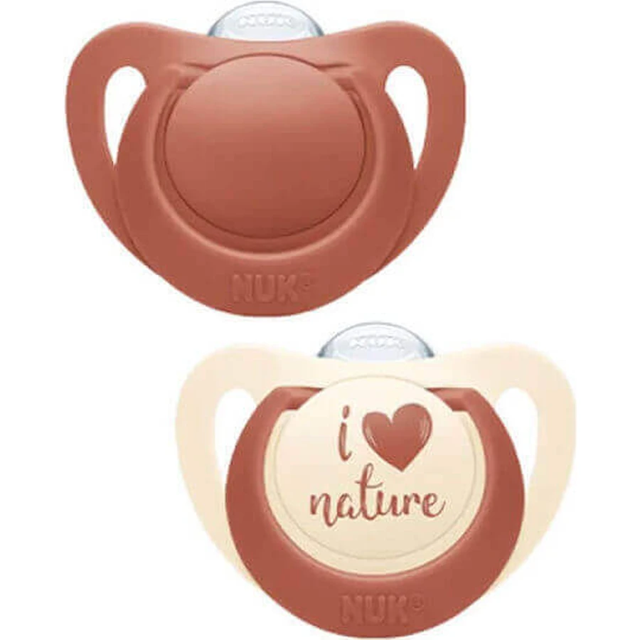 Nuk For Nature Силіконові пустушки бежево-червоні 6-18 місяців 2шт: ціни та характеристики