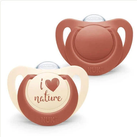 Nuk For Nature Силіконові пустушки бежево-червоні 6-18 місяців 2шт: ціни та характеристики