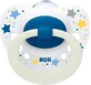 Nuk Signature Stars Силіконова ортодонтична пустушка з чохлом Біла для 0-6 місяців