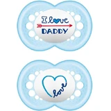 Силіконові ортодонтичні пустушки Mam I Love Daddy - світло-блакитні для 6-16 місяців 2 шт.