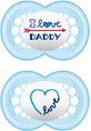 Силіконові ортодонтичні пустушки Mam I Love Daddy - світло-блакитні для 6-16 місяців 2 шт.