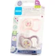 Mam Pacifiers Силиконовая соска-пустышка Черепашка и котята - Сердечки - Розово-Мовый для 6-16 месяцев 2шт