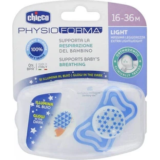 Chicco 71035-41 Пустышка-пустышка силиконовая Звездочки/Ушки - белый/синий для 16-36 месяцев 2шт 2шт