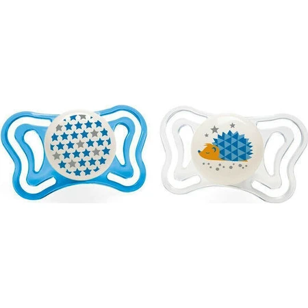 Chicco 71035-41 Пустышка-пустышка силиконовая Звездочки/Ушки - белый/синий для 16-36 месяцев 2шт 2шт: цены и характеристики