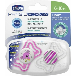 Силіконові ортодонтичні пустушки Chicco Physioforma Light Силіконова пустушка з кришкою Coala - рожево-біла для 6-16 місяців 2шт 2шт