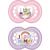 Mam 170S I Love Mummy Силіконові ортодонтичні пустушки I Love Mummy - бузково-рожеві для 6-16 місяців 2шт