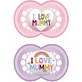 Mam 170S I Love Mummy Силіконові ортодонтичні пустушки I Love Mummy - бузково-рожеві для 6-16 місяців 2шт