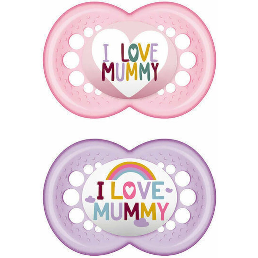 Mam 170S I Love Mummy Силіконові ортодонтичні пустушки I Love Mummy - бузково-рожеві для 6-16 місяців 2шт: ціни та характеристики