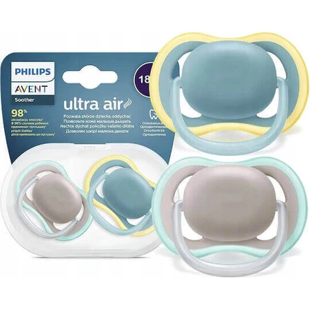 Силіконові ортодонтичні пустушки Philips Ultra Air з чохлом від 18 місяців 2 шт.: ціни та характеристики
