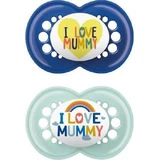 Силіконові пустушки Mummy I Love Mummy - блакитна / бірюзова для 16+ місяців 2шт