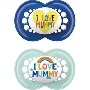 Силіконові пустушки Mummy I Love Mummy - блакитна / бірюзова для 16+ місяців 2шт