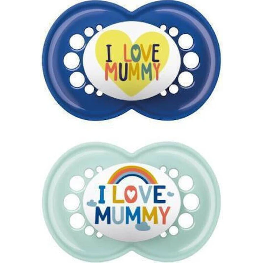Силіконові пустушки Mummy I Love Mummy - блакитна / бірюзова для 16+ місяців 2шт: ціни та характеристики