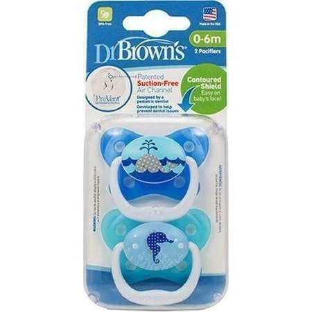 Пустышка Dr. Brown's силиконовая голубая голубая для 0-6 месяцев 2шт: цены и характеристики