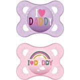 Mum 115S Ортодонтична силіконова пустушка I Love Daddy Rainbow - Mov-Roz для 2-6 місяців 2шт