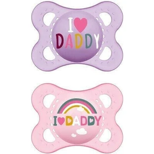 Mum 115S Ортодонтические силиконовые пустышки I Love Daddy Rainbow - Mov-Roz для 2-6 месяцев 2шт