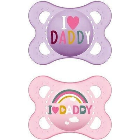 Mum 115S Ортодонтические силиконовые пустышки I Love Daddy Rainbow - Mov-Roz для 2-6 месяцев 2шт: цены и характеристики
