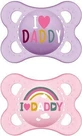 Mum 115S Ортодонтична силіконова пустушка I Love Daddy Rainbow - Mov-Roz для 2-6 місяців 2шт