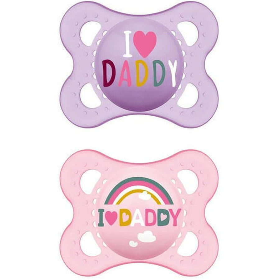 Mum 115S Ортодонтические силиконовые пустышки I Love Daddy Rainbow - Mov-Roz для 2-6 месяцев 2шт: цены и характеристики