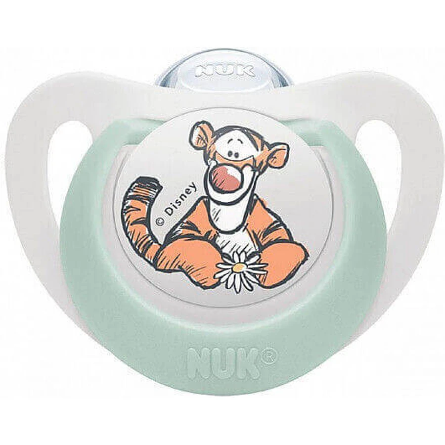 Nuk Disney Силиконовая пустышка с накладкой Винни - Фисташковая для 0-6 месяцев: цены и характеристики