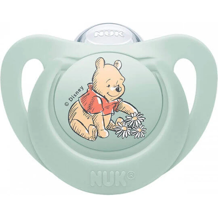 Nuk Disney Силиконовая пустышка с накладкой Винни - Фисташковая для 0-6 месяцев: цены и характеристики