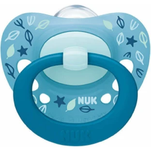 Nuk Signature Силиконовая ортодонтическая пустышка с чехлом - Cerulean Blue для 6-18 месяцев