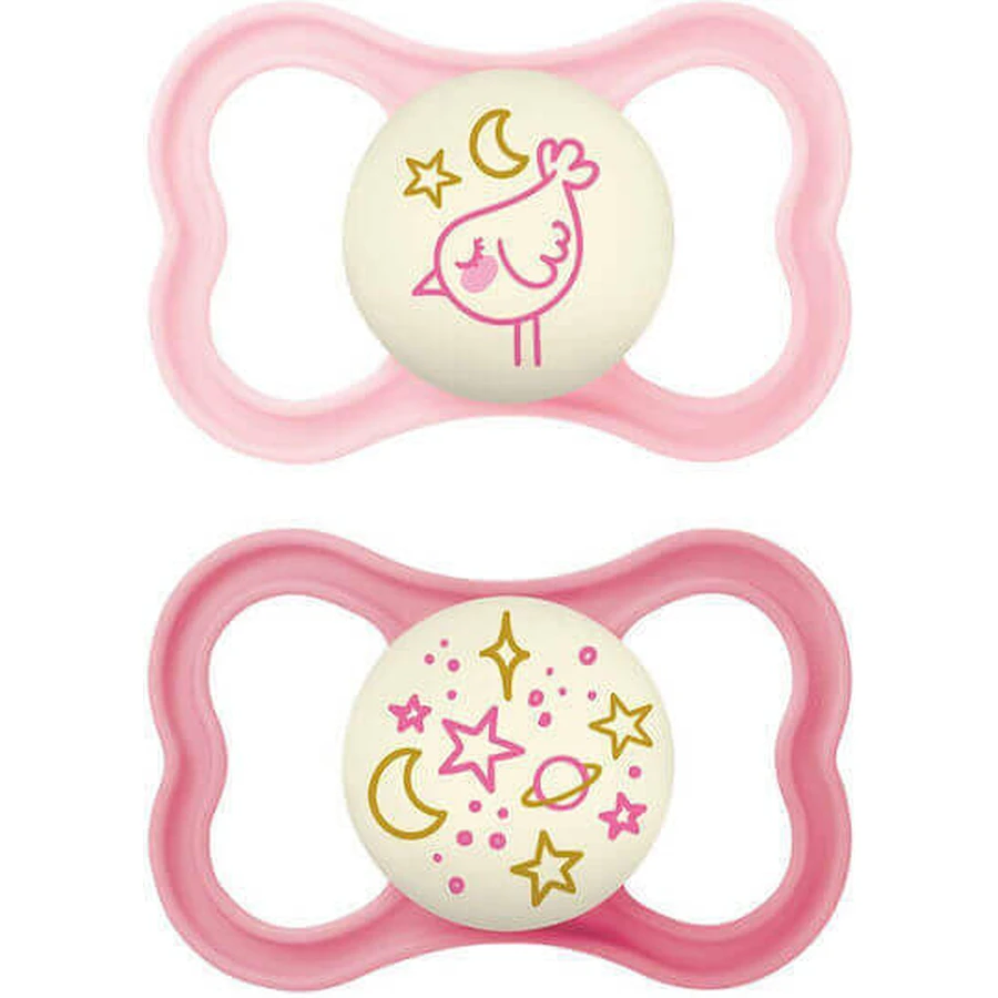 Пустышка Mam Supreme Silicone Paci Розовая птичка/звездочки для 6-16 месяцев: цены и характеристики