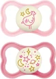 Пустышка Mam Supreme Silicone Paci Розовая птичка/звездочки для 6-16 месяцев