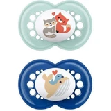 Mum Original Силиконовые ортодонтические пустышки с чехлом Sky Blue / Blue Fox для 6-16 месяцев 2шт