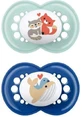 Mum Original Силиконовые ортодонтические пустышки с чехлом Sky Blue / Blue Fox для 6-16 месяцев 2шт
