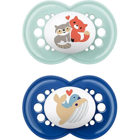 Mum Original Силіконові ортодонтичні пустушки з кришечкою Sky Blue / Blue Fox для 6-16 місяців 2шт: ціни та характеристики