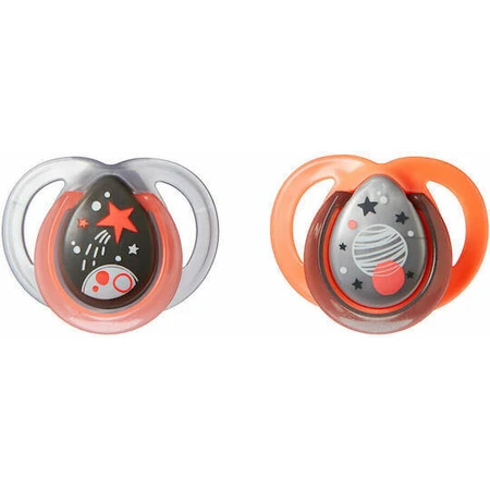 Tommee Tippee Нічні силіконові пустушки Tommee Tippee Нічні силіконові пустушки світяться - помаранчеві для 0+ місяців 2шт: ціни та характеристики