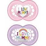 Mam Силиконовая ортодонтическая мумия I Love Mummy - Розовый/Мов для 6-16 месяцев 2шт
