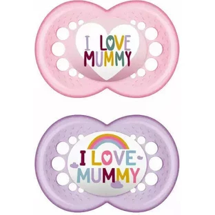 Mam Силіконова ортодонтична мумія I Love Mummy - рожева/рухлива для 6-16 місяців 2шт